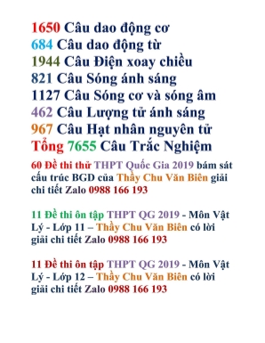 Đề ôn luyện thi THPT Quốc gia môn Vật lý Lớp 12
